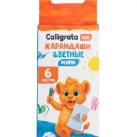 Карандаши Calligrata &laquo;Мини&raquo;, цветные, 6 цветов, трёхгранные, деревянные
