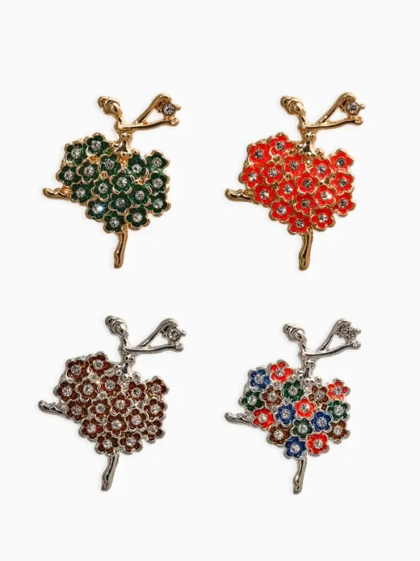 Брошь &laquo;Балерина&raquo;, мини, женственность, цвет МИКС (неделимая фасовка 12 шт. цена за шт.)