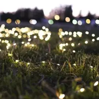Гирлянда «Нить» 1 м роса, IP20, серебристая нить, 10 LED, свечение жёлтое, CR2032х2