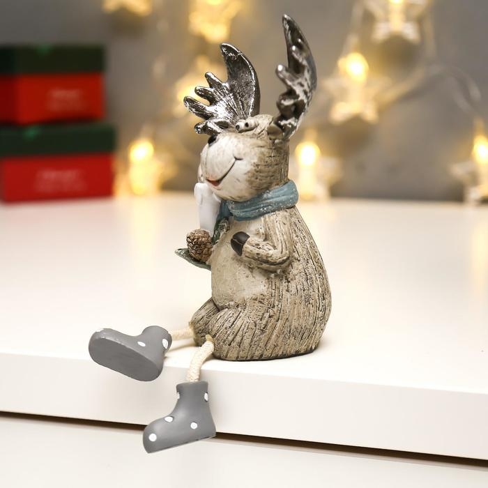 Сувенир полистоун свет Сувенир полистоун свет "Лосик с серебристыми рогами со свечой" МИКС 15,5х7х8,7 см