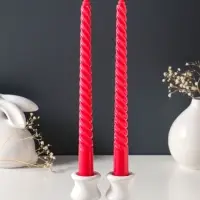 Набор свечей витых 25 см, 2 шт., 57 г, 5 ч, красный