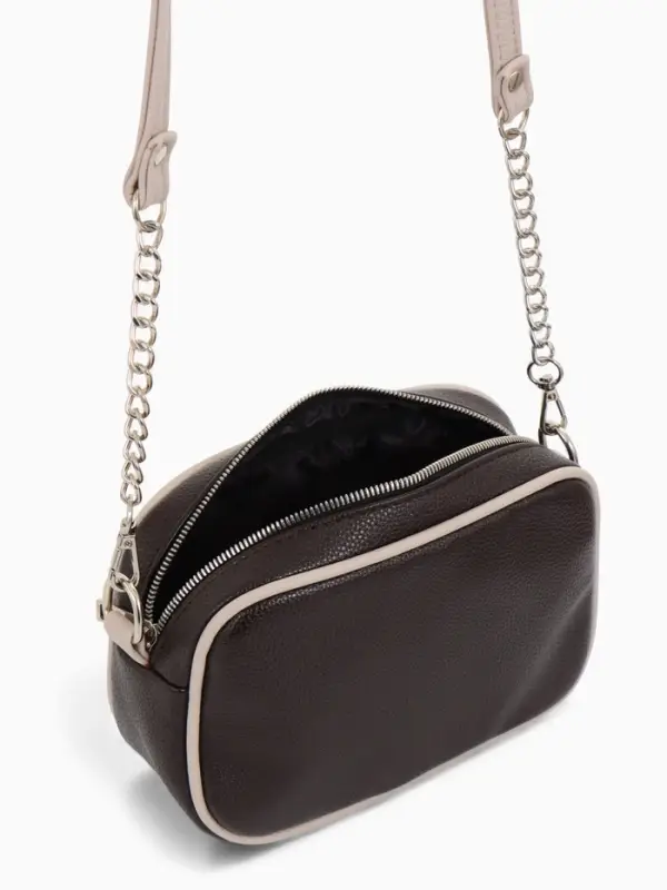 Сумка женская кросс-боди TEXTURA на молнии, 27&times;6&times;19 см, тёмно-коричневая