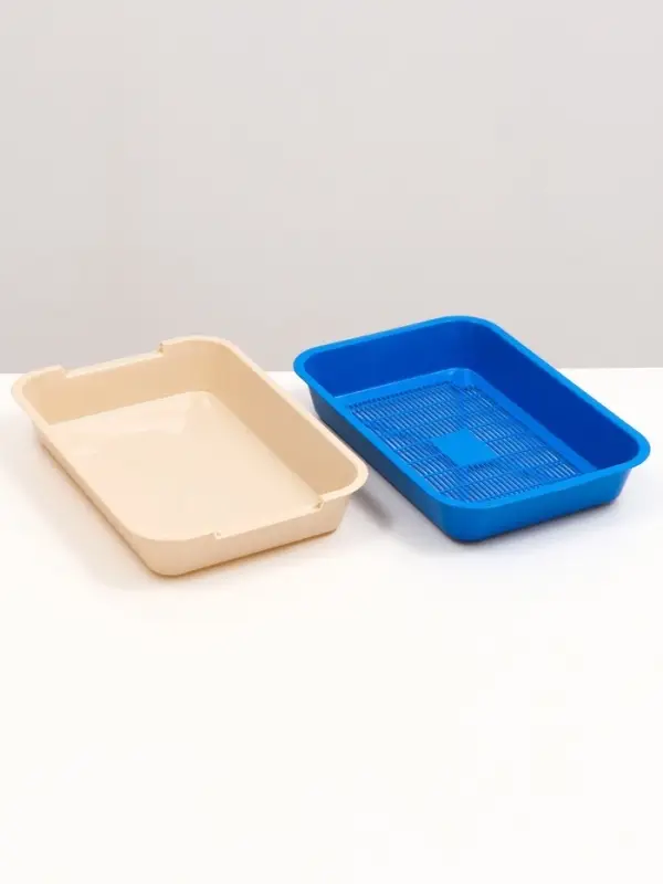 Туалет средний с сеткой 36&times;26&times;6.5 см, тёмно-синий/бежевый