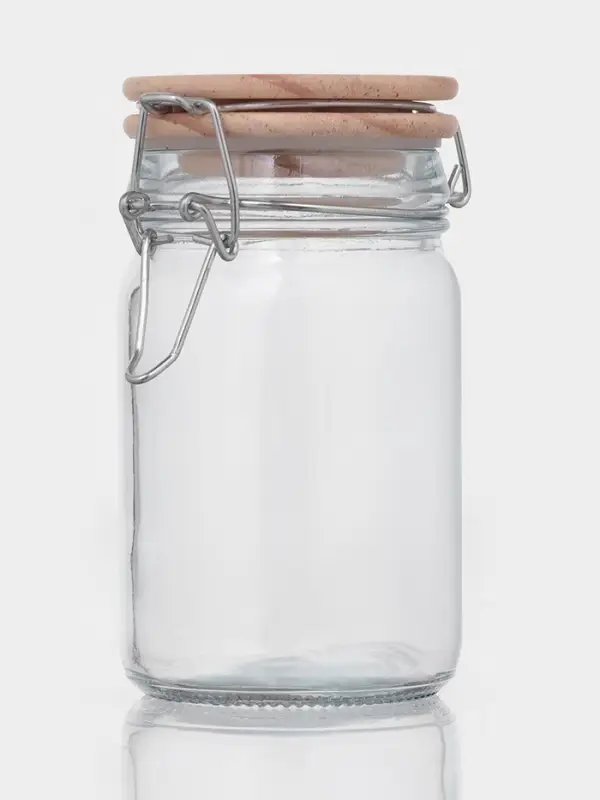 Банка для сыпучих &laquo;Эко&raquo;, 250 мл, 9&times;6.5&times;12 см, с бугельным замком, бамбуковая крышка, стекло, прозрачная
