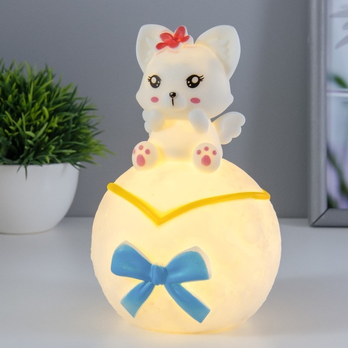 Ночник Ночник "Лисичка на луне" LED 1Вт 3х LR44 белый 10х10х16см RISALUX