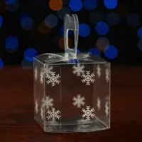 Коробка подарочная новогодняя складная ПВХ «Снежинки» 5×5×5 см