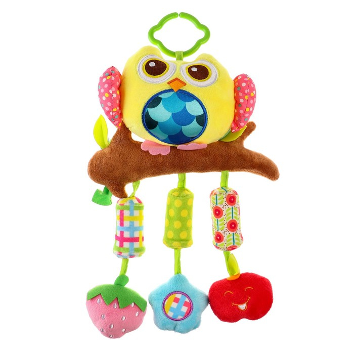 Подвеска - погремушка «Сова», с пищалкой, на кроватку, коляску, цвет МИКС, Крошка Я Подвеска - погремушка «Сова», с пищалкой, на кроватку, коляску, цвет МИКС, Крошка Я