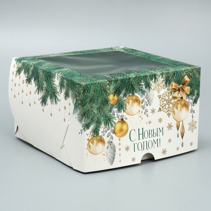 Коробка для капкейков складная с двусторонним нанесением «Новогоднее чудо», 16 х 16 х 10 см, Новый год Коробка для капкейков складная с двусторонним нанесением «Новогоднее чудо», 16 х 16 х 10 см, Новый год