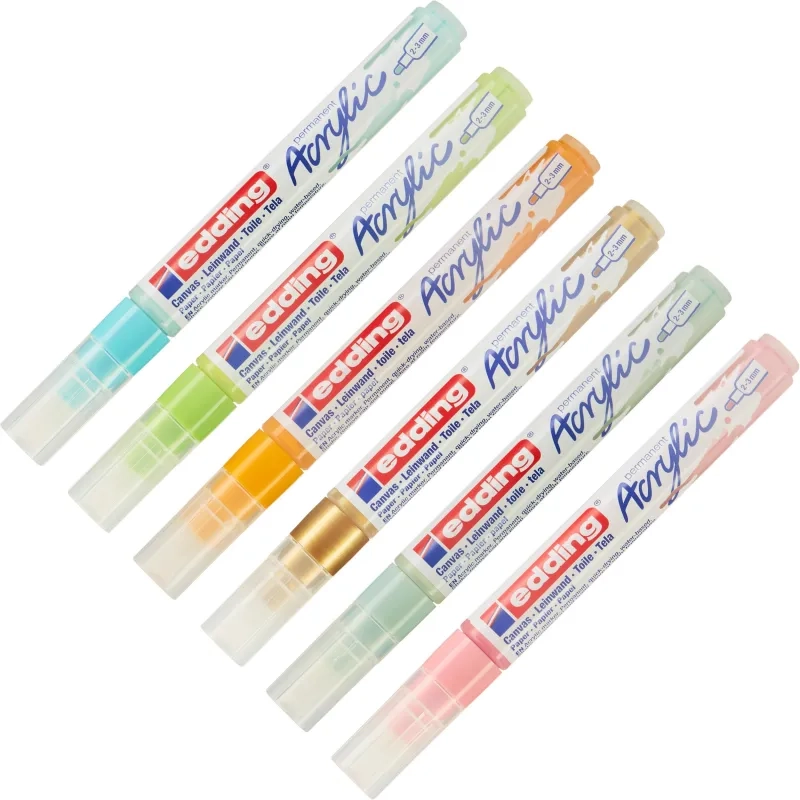 Набор акриловых маркеров Edding кругл.нак. 2-3 мм,  6 шт в наборе