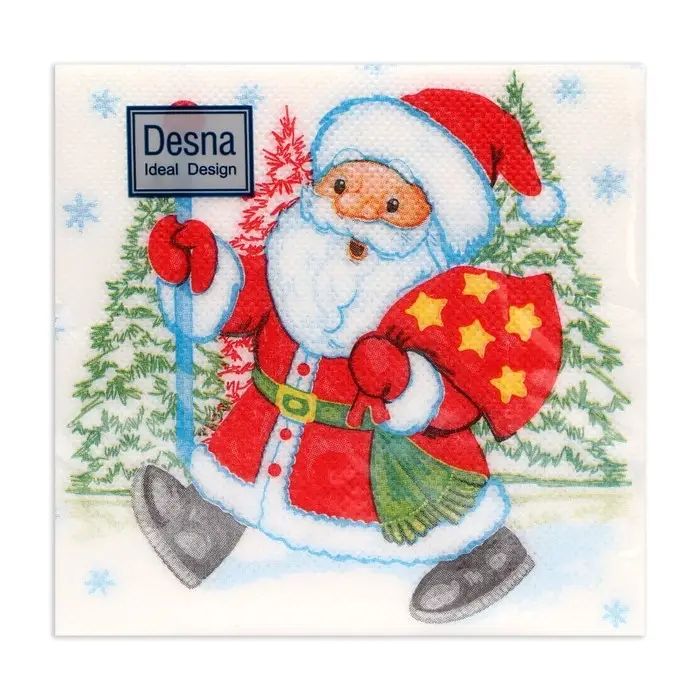 Салфетки новогодние бумажные Desna Design «Дед Мороз» , 1 слой, 24x24 см, 40 шт Салфетки новогодние бумажные Desna Design «Дед Мороз» , 1 слой, 24x24 см, 40 шт