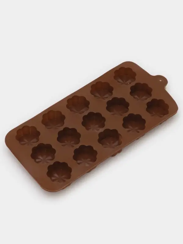 Форма для конфет и шоколада Доляна &laquo;Цветочки&raquo;, силикон, 21&times;10&times;2 см, 15 ячеек, МИКС