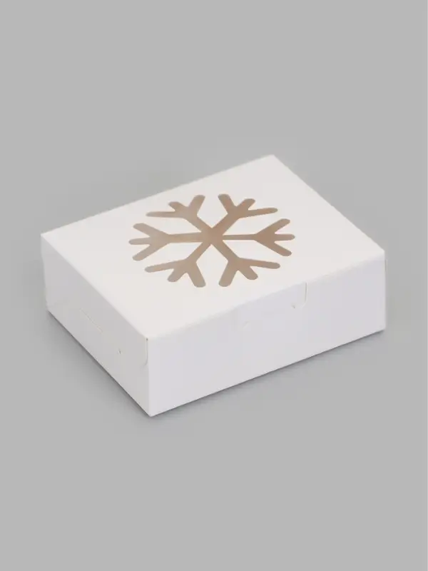 Коробка новогодняя складная &laquo;Снежинка&raquo;, 10&times;8&times;3.5 см, белая