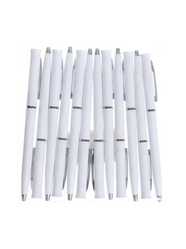 Ручка под логотип Calligrata, шариковая, поворотная, синий стержень, узел 0.7 мм, корпус белый матовый с серебристым