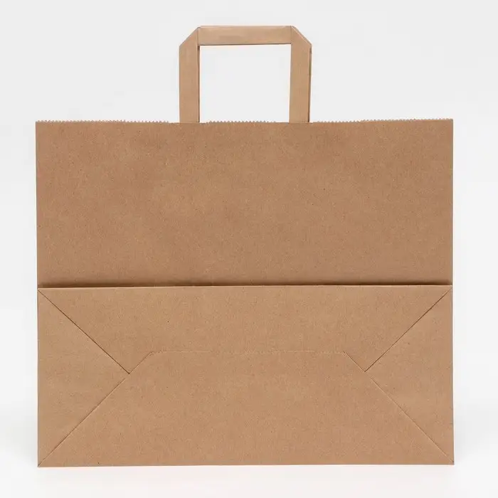 Пакет бумажный крафт 90 г/м², плоская ручка, 35 х 15 х 29 см