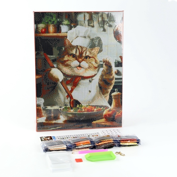 Алмазная мозаика с полным заполнением на холсте с подрамником «Толстенький повар», 30 х 40 см Алмазная мозаика с полным заполнением на холсте с подрамником «Толстенький повар», 30 х 40 см