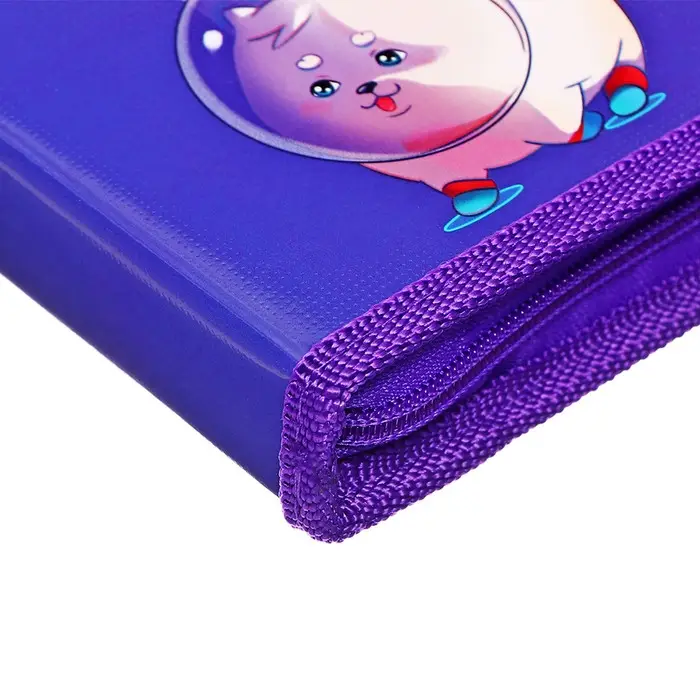 Папка-портфолио А4 &laquo;Астронавт&raquo;, Calligrata TOP, твердая обложка, на кольцах, молния вокруг, для школьника, 1 файл, 8 вкладышей