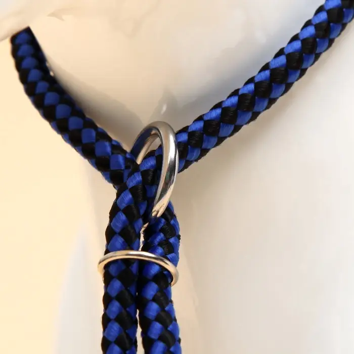 Ринговка для собак, 150&times;0.6 см, с вертлюгом, синяя, чёрная