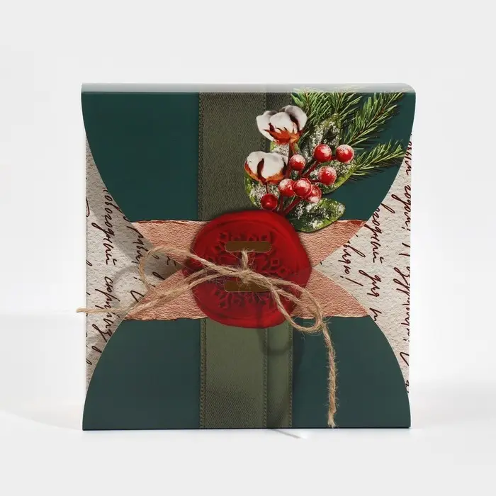 Коробка новогодняя складная «Новогодняя посылка», 16 х 16 х 6 см, Новый год Коробка новогодняя складная «Новогодняя посылка», 16 х 16 х 6 см, Новый год