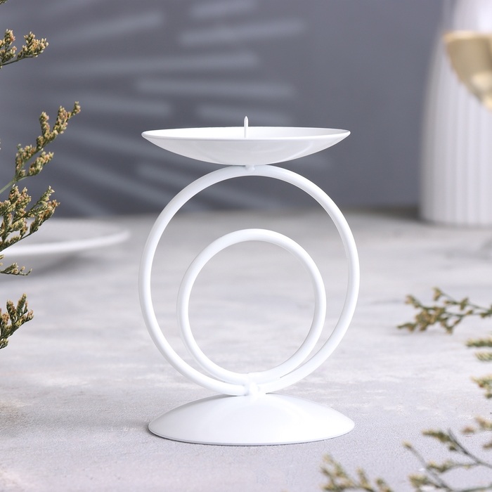 Подсвечник   Подсвечник  "Закат"  металл на 1 свечу, 8,3х11 см, белый