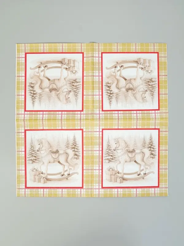 Салфетки бумажные трёхслойные «Скатерть с лошадью на золоте», 33х33, 20 шт Салфетки бумажные трёхслойные «Скатерть с лошадью на золоте», 33х33, 20 шт