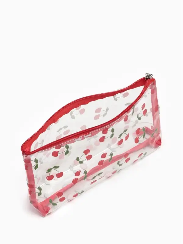 Косметичка ПВХ Вишня 25*5*15, отд на молнии,  прозрачный