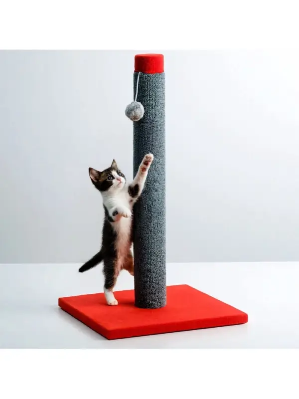 Когтеточка &laquo;Столбик&raquo; Lowcost, 54&times;31 см, с игрушкой, ковролин, МИКС