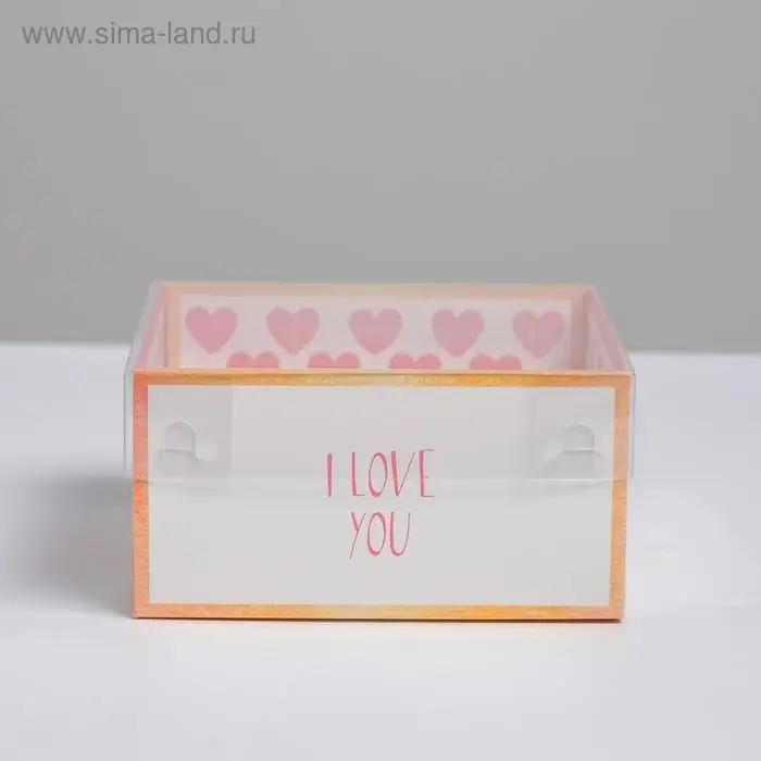 Коробка под бенто-торт с PVC крышкой, кондитерская упаковка «I love you», 12 х 6 х 11.5 см Коробка под бенто-торт с PVC крышкой, кондитерская упаковка «I love you», 12 х 6 х 11.5 см