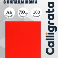 Папка с 100 вкладышами А4, 700 мкм, Calligrata, текстура &laquo;песок&raquo;, красная