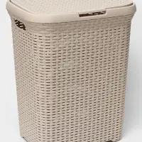 Корзина бельевая &laquo;Ротанг&raquo;, 60 л, 34.6&times;44.5&times;56 см, с крышкой, латте