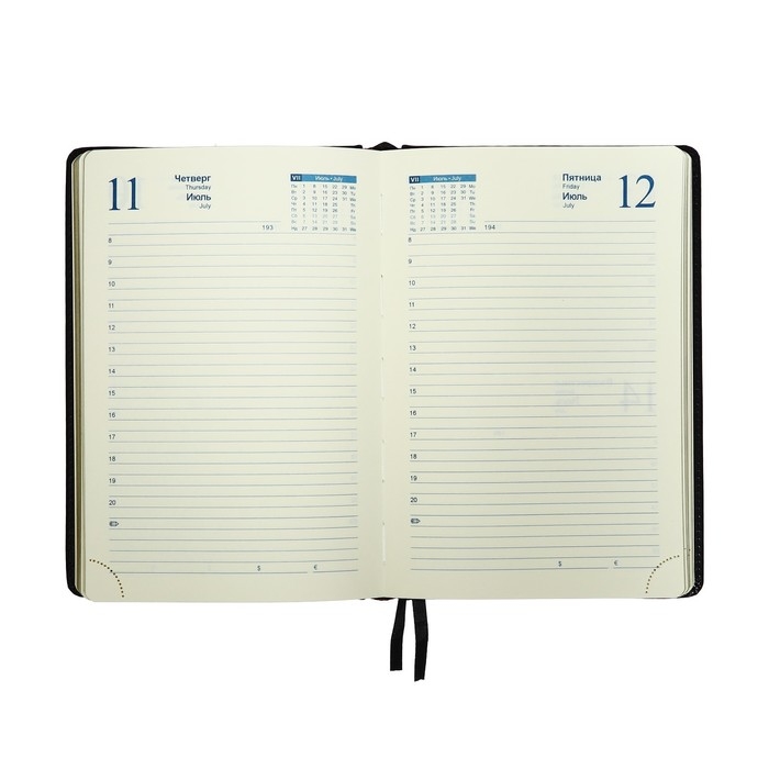 Ежедневник датированный 2025 года, A5, 168 листов в линейку, кожзам  Ежедневник датированный 2025 года, A5, 168 листов в линейку, кожзам "Небраска", золотой срез, черный