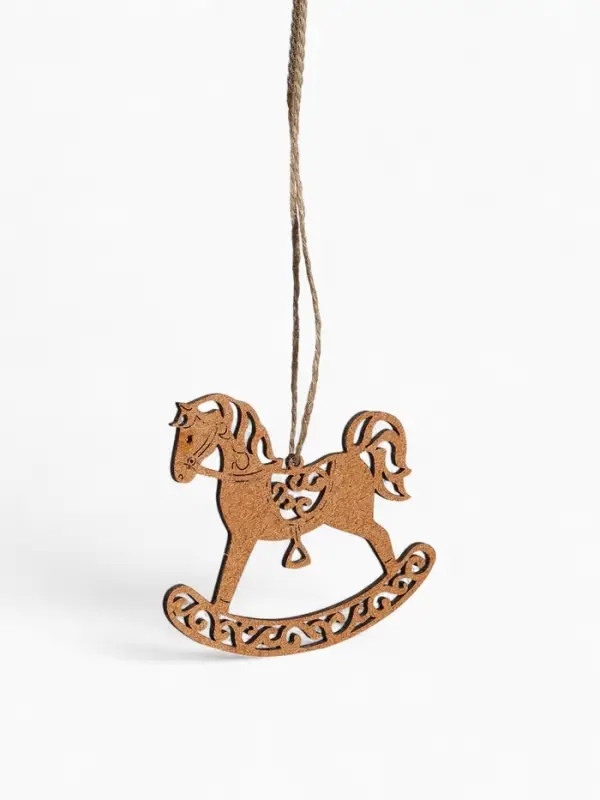 Ёлочное украшение "Лошадка" резная 9х8 см, Дуб