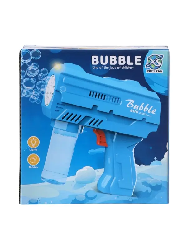 Генератор мыльных пузырей «Пистолет», световые эффекты, работает от батареек, синий