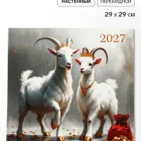 Календарь 2027, перекидной, на скрепке &laquo;Влюбленные козлики&raquo;