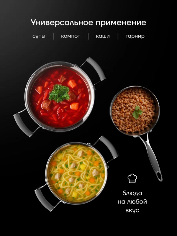 Набор кастрюль Mela из нержавеющей стали 6 предметов