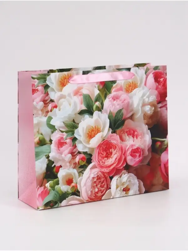 Пакет подарочный &laquo;Цветы&raquo;, 30&times;25.5&times;9 см