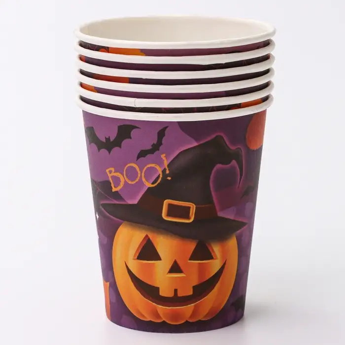 Стакан одноразовый бумажный «Весёлая тыква», 250 мл , на Хэллоуин