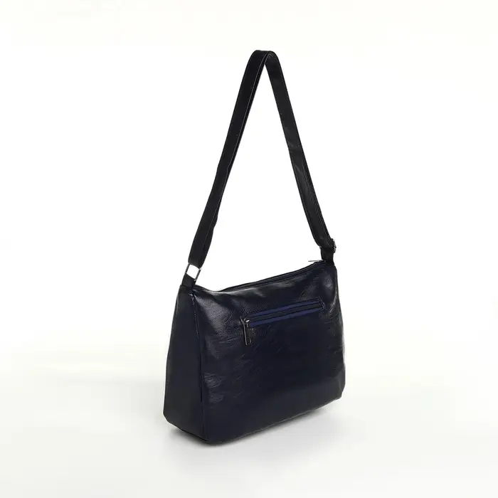 Сумка женская кросс-боди на молнии, 28&times;10&times;20 см, однотонная, тёмно-синяя