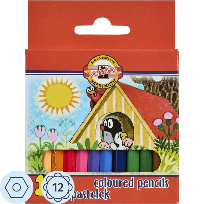 Карандаши цветные KOH-I-NOOR короткие Крот 12 цв/наб 3622012046KSNN