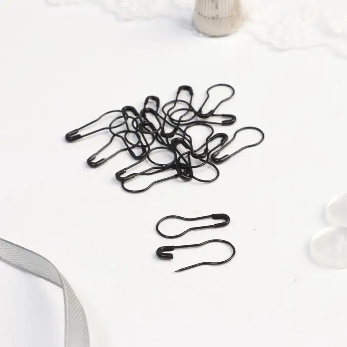 Булавки с круглым концом, 22 мм, 20 шт., цвет чёрный