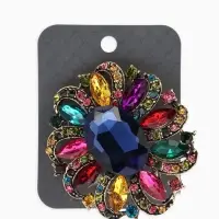 Брошь "Императрица" цветок распустившийся, цветная в чернёном золоте