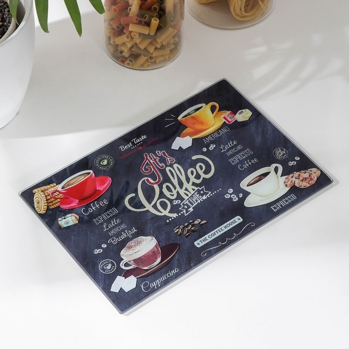 Доска разделочная стеклянная Доляна «Кофемания», 30×20 см