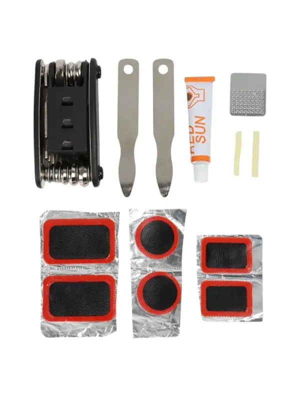 Набор велоинструментов: чехол, мультитул, ремкомплект, монтажки