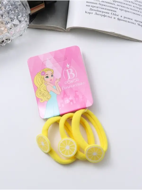 Резинка для волос  Резинка для волос "Фруктовый взрыв" (набор 3 шт) лимончик, жёлтый