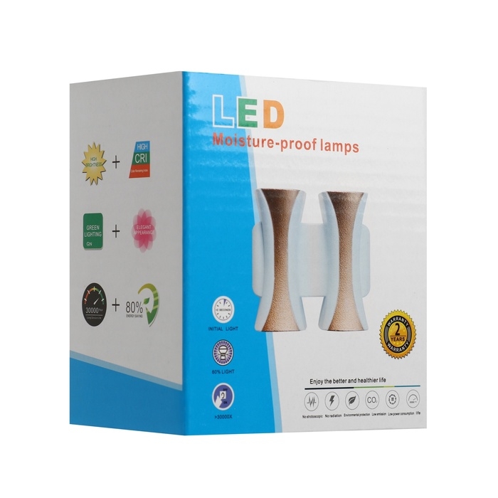 Светильник фасадный «Элегант», FSD-043, 4 Вт, 3000К, 2 луча, IP65, 220 В, пластик, белый Светильник фасадный «Элегант», FSD-043, 4 Вт, 3000К, 2 луча, IP65, 220 В, пластик, белый