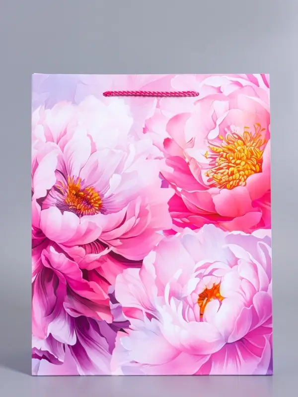 Пакет подарочный ламинированный &laquo;Пионы&raquo;, 26&times;12&times;32 см