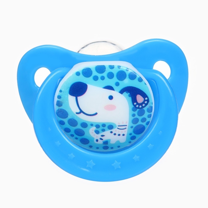 Пустышка ортодонт., с колпачком и держателем, от 0 мес., цвет Зеленый / Синий