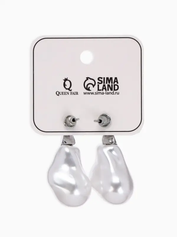 Серьги жемчуг Серьги жемчуг "Капля борроко", цвет белый в серебре