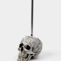 Ёршик для унитаза с подставкой &laquo;Череп&raquo;, стальная ручка, 16&times;15&times;22 см, белый