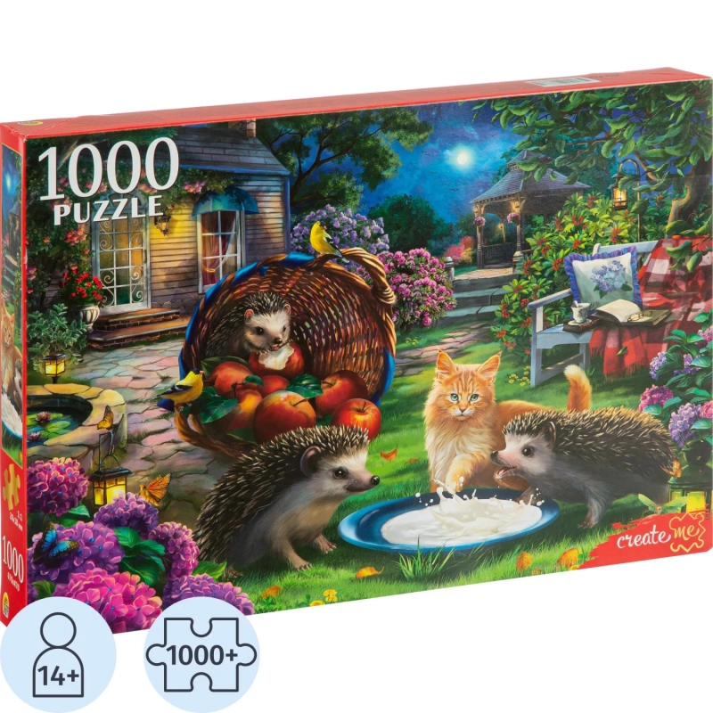 Пазл 1000 элементов. ЕЖИ И КОТЕНОК, Ф1000-6633