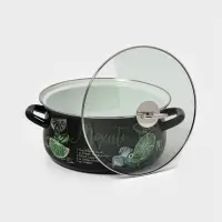 Кастрюля эмалированная &laquo;Мохито&raquo;, 4 л, d=26.1 см, с крышкой, чёрная